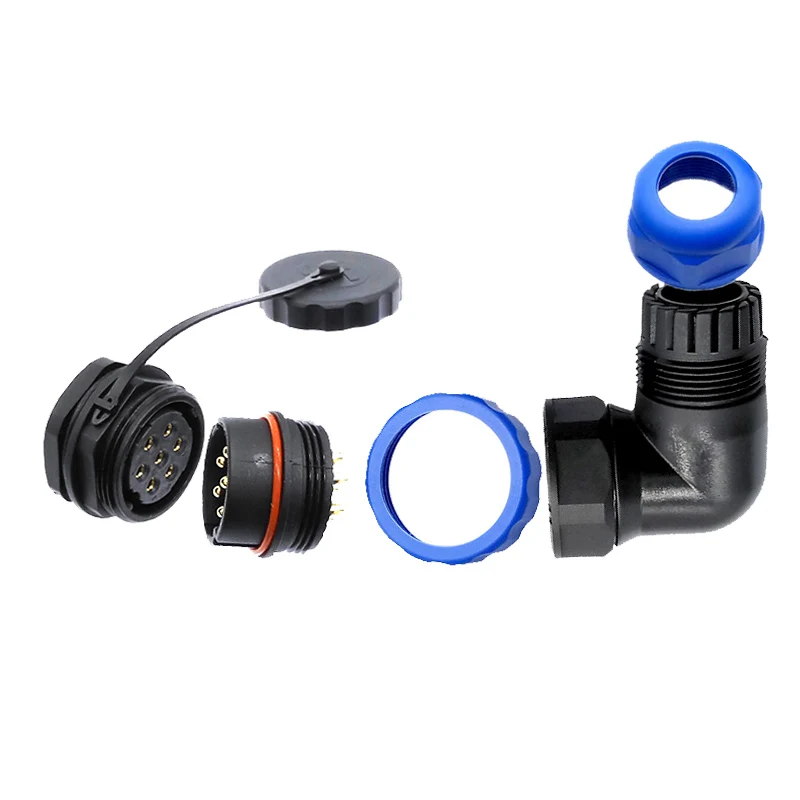 SP20 elbow angle connectors cable waterproof connector 1p /2/3/4/5/6/7/9/10/12/14Pin IP68