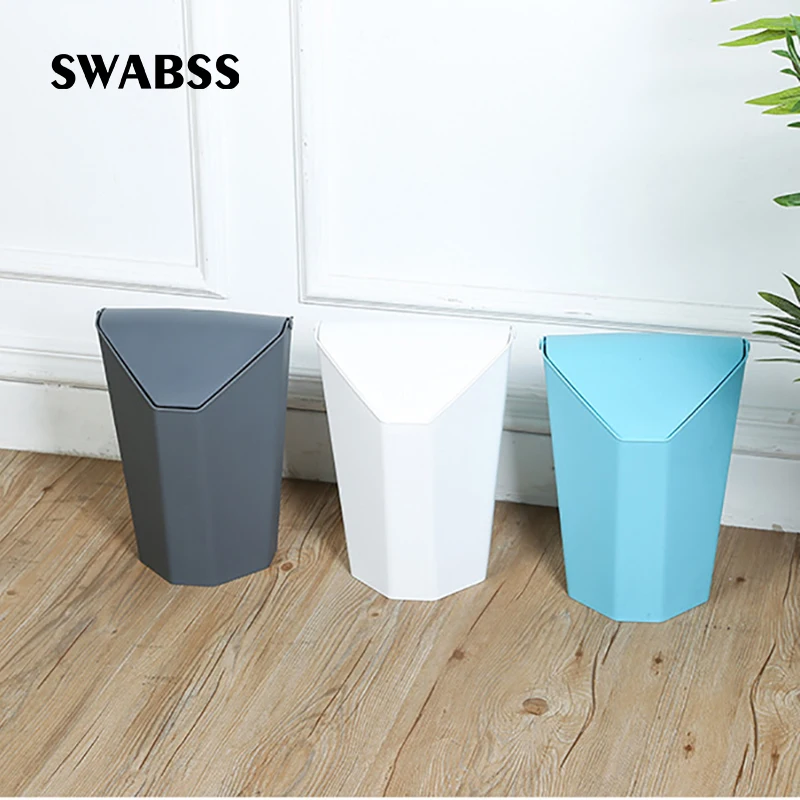 Creative Garbage Box Household Trash Can Plastic Rubbish Storage Container Clamshell Wastebasket Corner Trash Bin Kitchen Office