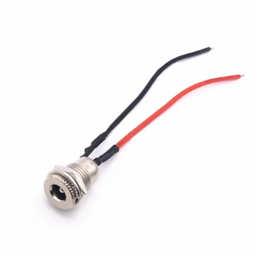 DC-099 DC099 with wire 5.5*2.5 Metal socket DC power jack high current with waterproof cap 0.2m