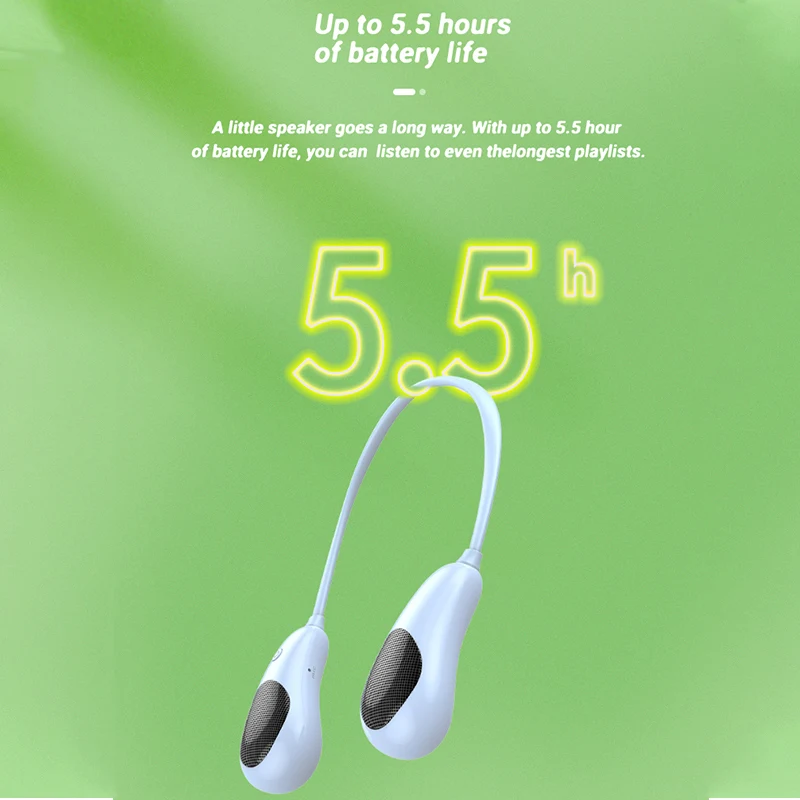 AIKSWE Neck Bluetooth Lautsprecher Tragbare Drahtlose Bass Surround Stereo Sound Hands-Free Mit Mikrofon Im Freien Sport Lautsprecher