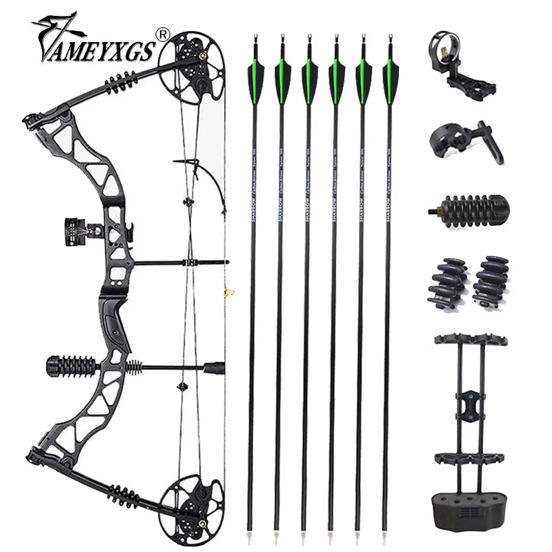 1set Archery 30-70lbs Compound Bow With Bow Sight Stabilizer Shooting Fishing Pully Bow IBO 330FPS For Hunting Accessories