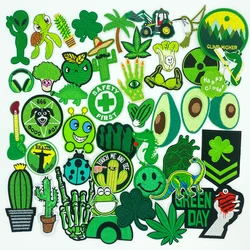 Green series cartoon embroidery patch Avocado plant clover DIY Iron on patches Clothes Badge Applique Decoration Apparel Garment