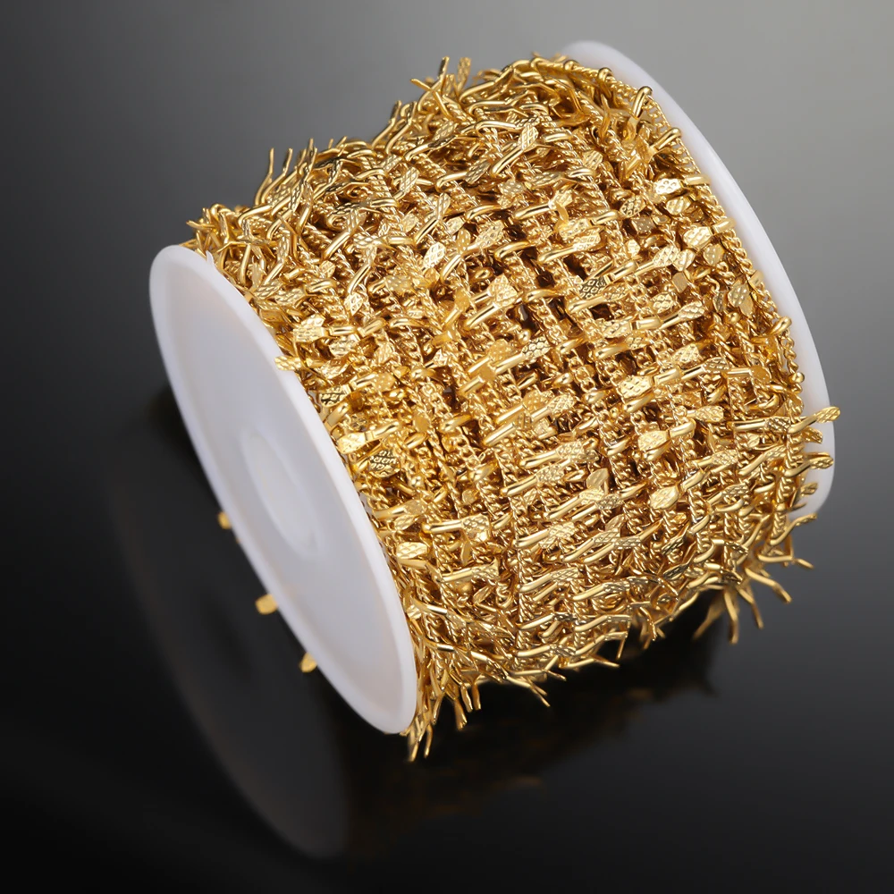 1 Meter Edelstahl-Blätterketten-Halskettenkomponente für DIY-Armbänder, Handarbeiten, Fußkettchen und Schmuckherstellungszubehör – Detail 6