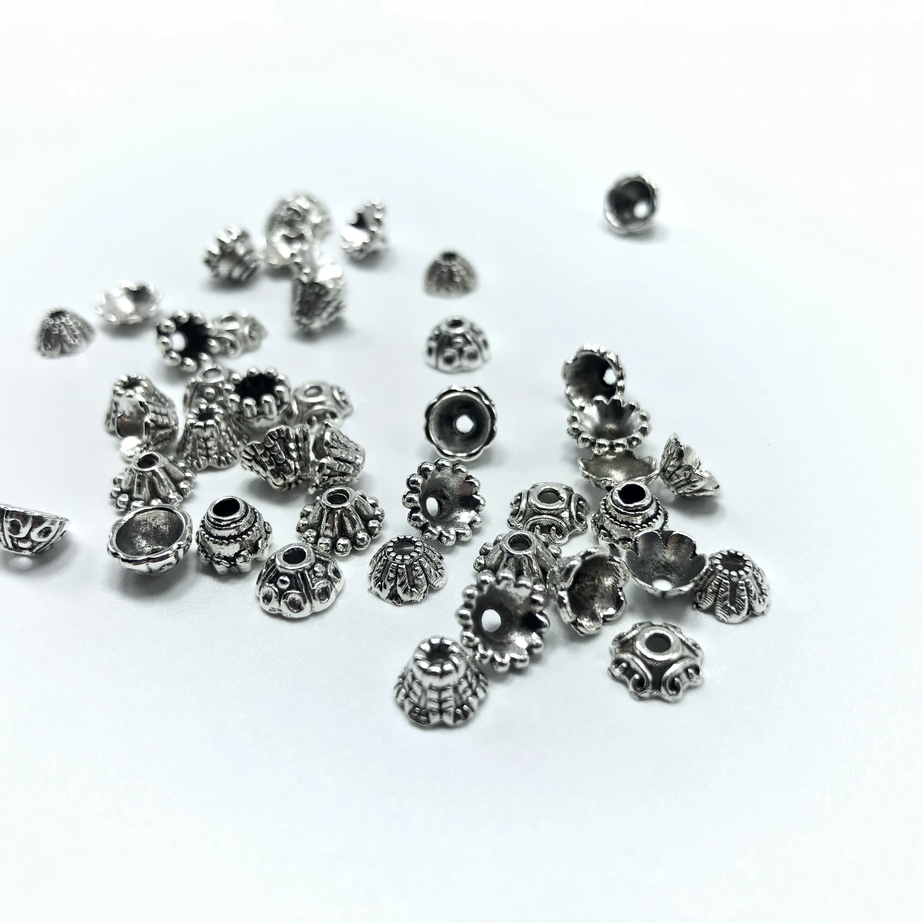 100pcs 6mm mixed batch metal antique silver torus bead cap flower spacer for jewelry making DIY handmade jewelry accessories