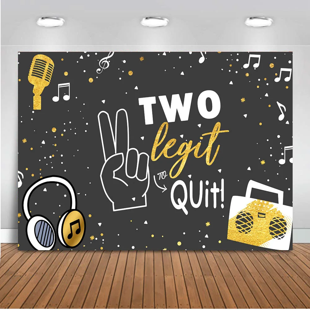 Mocsicka Two Legit to Quit Birthday Backdrop Two Legit 2nd Birthday Background Boy Hip Hop 2nd Birthday Party Banner Photo Props