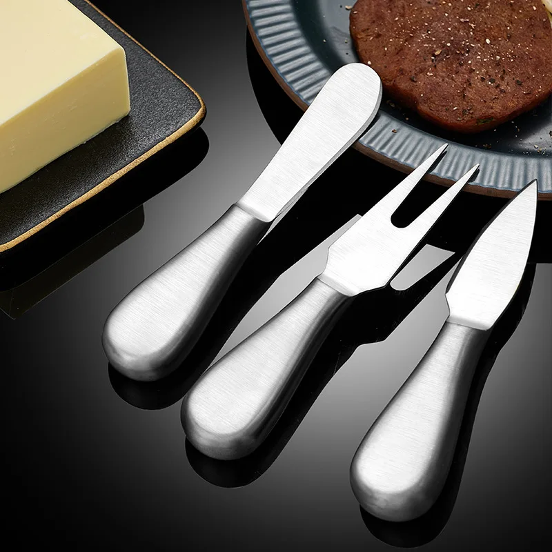 Golden Stainless Steel Cheese Knife Butter Knives Fork Baking Spatula Pizza Sandwich Cutter Cake Cream Scraper Kitchen Utensils