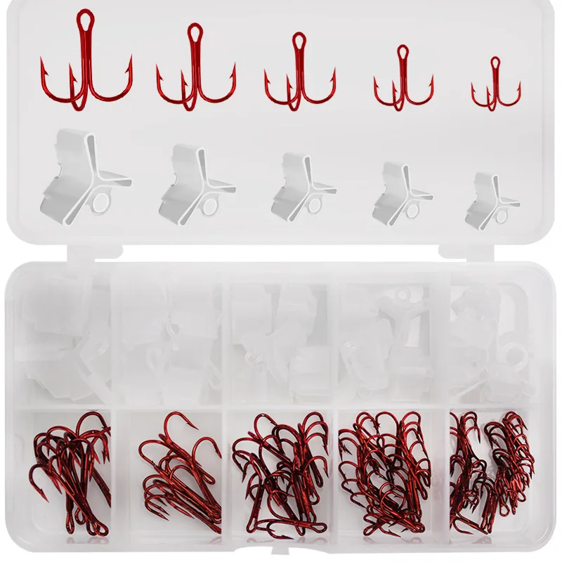 80pcs 3 fishing triple hook lot treble anchor hooks set sleeve small fish high carbon steel 1/0 lot  carp circle hooks fishing