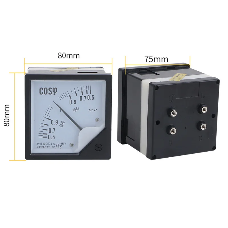 1Pcs 6L2 AC Analog COS Power Factor Meter 5A 6L2-COS Panel meter AC100V 220V 380V Electric Power Factor Meters