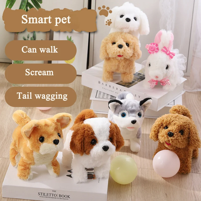 

Electric simulation pet toy will bark, move, walk, wag its tail, funny robot dog plush toy, children’s gift