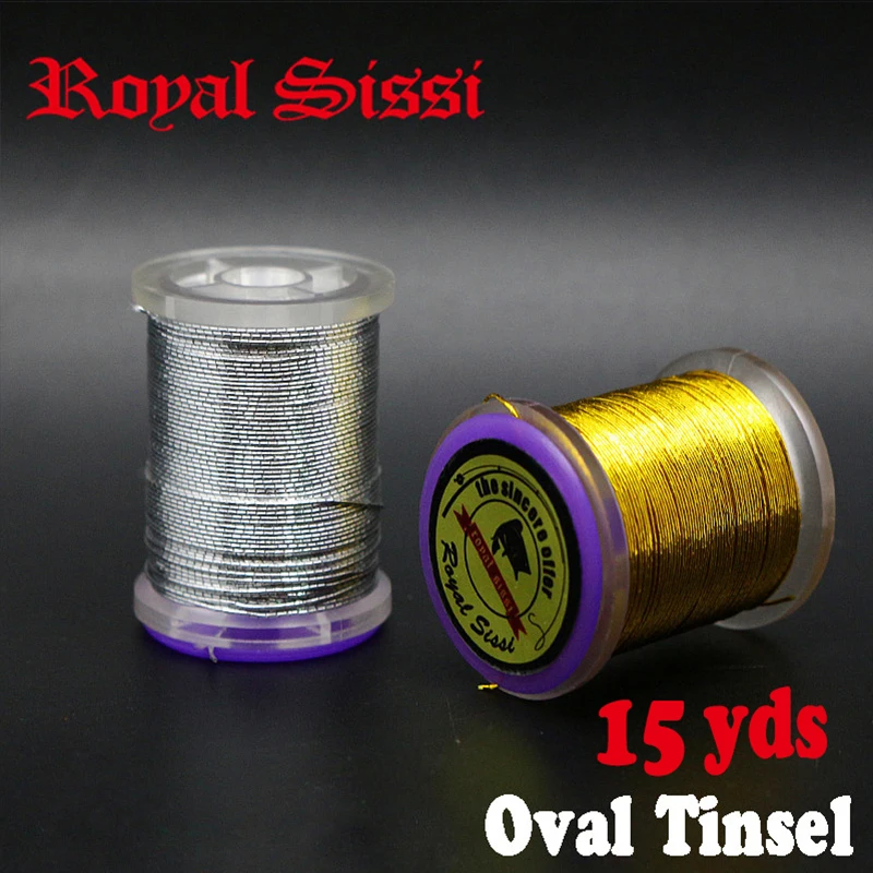 Royal Sissi 2spools french style fly tying Oval tinsel varnished metallic tinsel wire gold&silver medium ribbing body materials