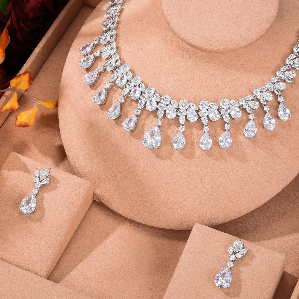 

Missvikki Роскошные великолепные прозрачные блестящие ожерелья и серьги, комплект для женщин, свадебные дамы и девушки, ежедневный лучший подарок