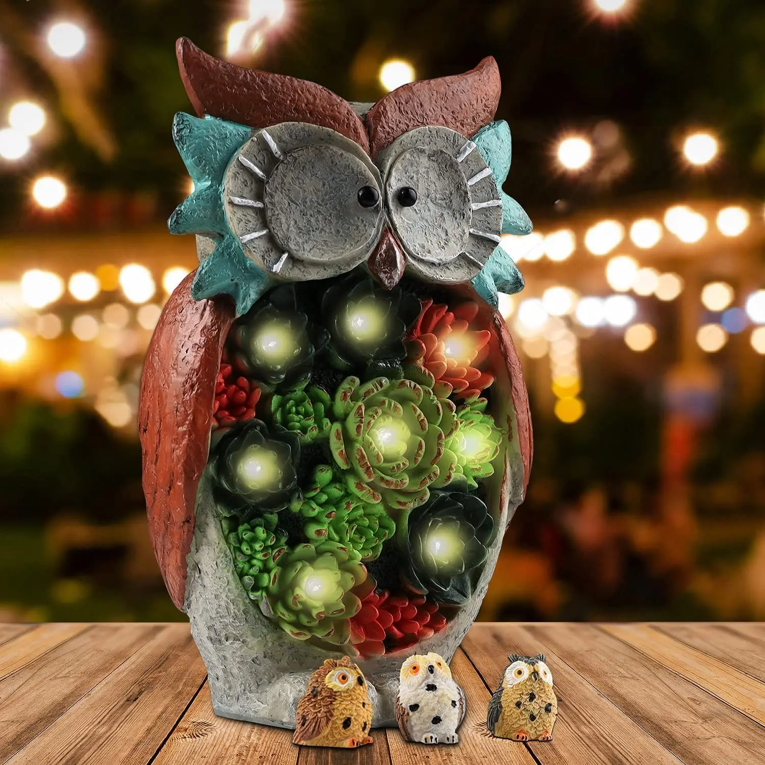 

Pastoral Solar Light Succulent Owl Tortoise Snail Resin Adornments Garden Landscape Sculpture Crafts Park Lawn Figurines Decor