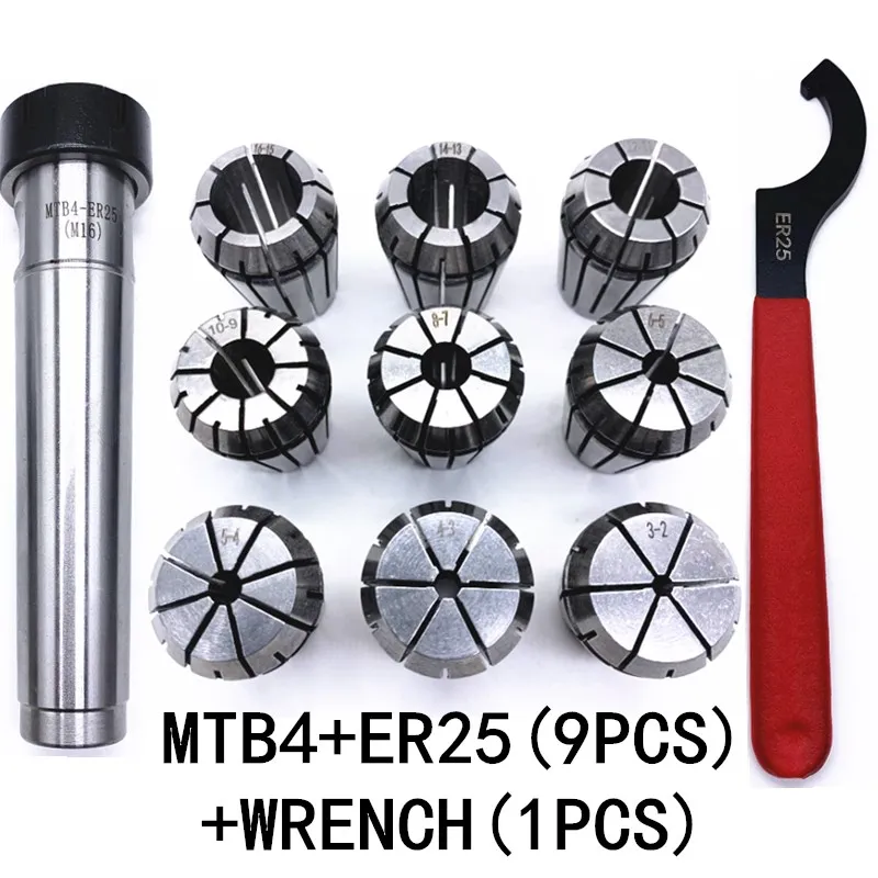 ER25 Spring Clamps 9PCS MT2 ER25 M12 1PCS ER25 Wrench 1PCS Collet Chuck Morse Holder Cone For CNC Milling Lathe tool