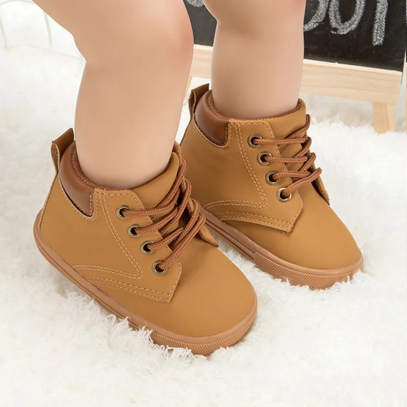 New Kids Shoes Classic Children\'s Booties Boys Girls Shoes Non-slip Rubber Sole Khaki Baby Shoes High Gang Children\'s Shoes