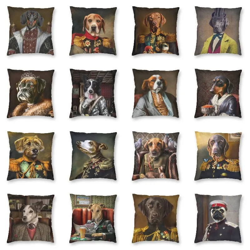 Dachshund Royal Portrait Throw Pillow Cover Home Decor Wiener Badger Sausage Dog Cushion Cover Pillowcover for Living Room