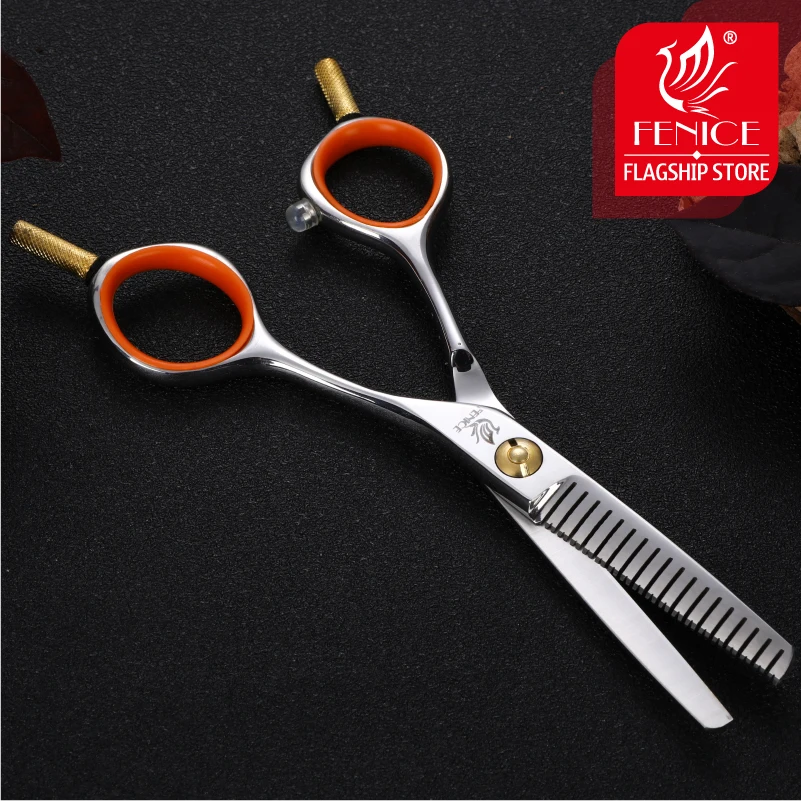 Fenice 5.0/6.0/4.75 inch Pet Grooming Cutting Curved Shears with Safety Round Tips Thinning Scissors for Cats Japan 440C