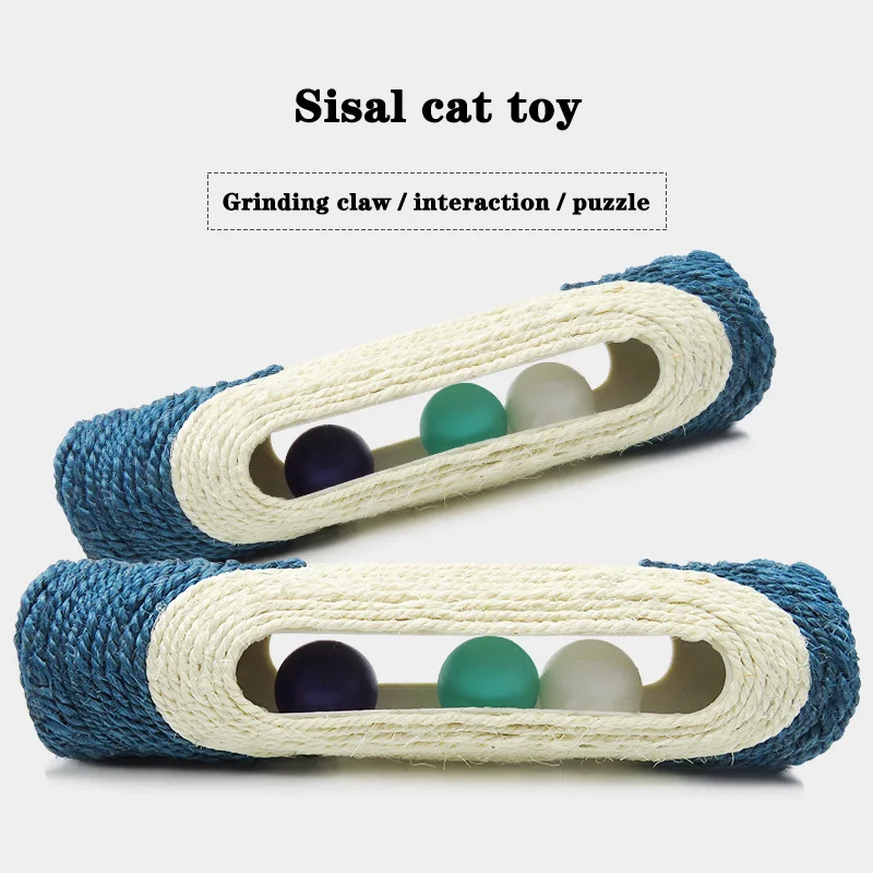 Three Ring Balls for Long Roller, Sisal Cat Scratching Board, Funny Cat Ball Puzzle, Grinding Pet Toy, New