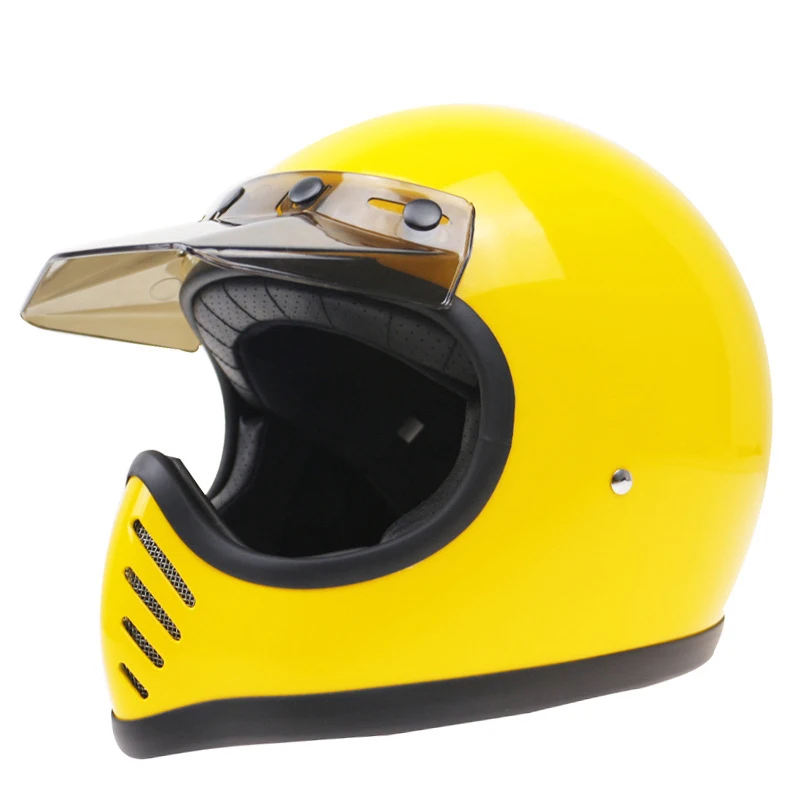 

Motorbike Vintage Full Face Helmet DOT Approved Motorcycle Helmet Fiberglass Shell Solid And Safety moto3 Moto Helmets