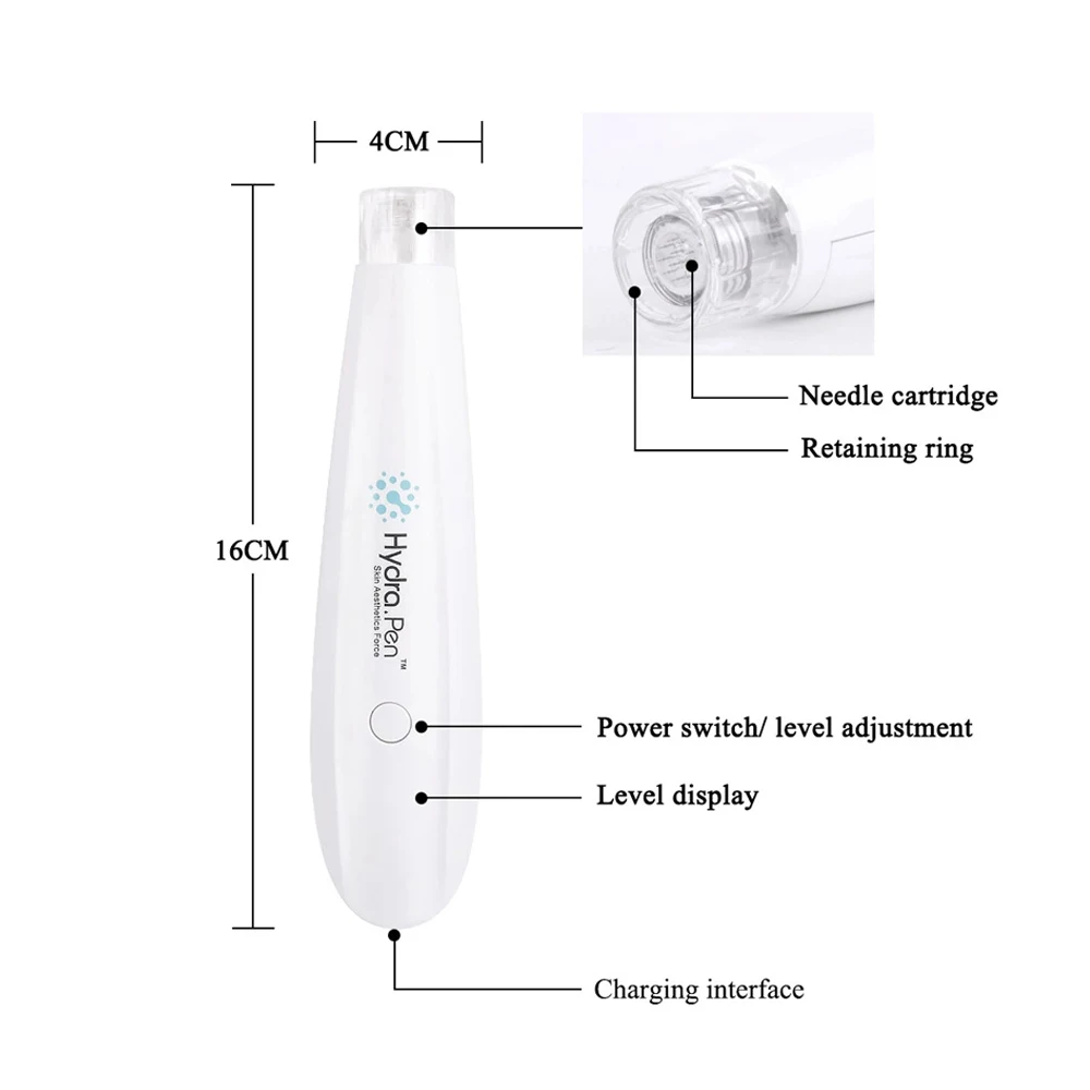 Wireless Hydra Pen H2 Professional Microneedling Pen Hydrapen Hydra Roller Pen Automatic Serum Applicator with 2 Cartridges