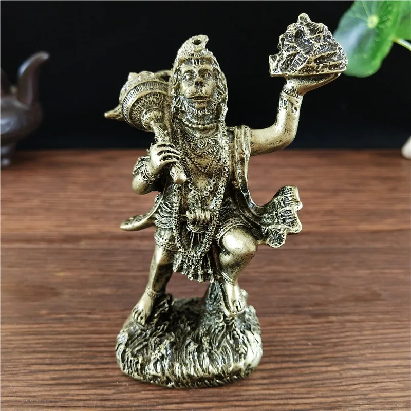 Bronze Color Hanuman Statue Figurine Ornaments Resin Indian Hindu Monkey God Buddha Statues Sculpture Home Decoration Lucky Gift