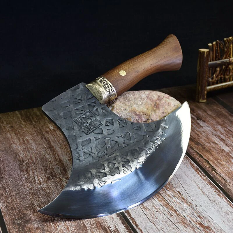 Longquan ghost hand writer with bone chopper axe special bone chopper hand forge kitchen bone axe high carbon steel heavy axe