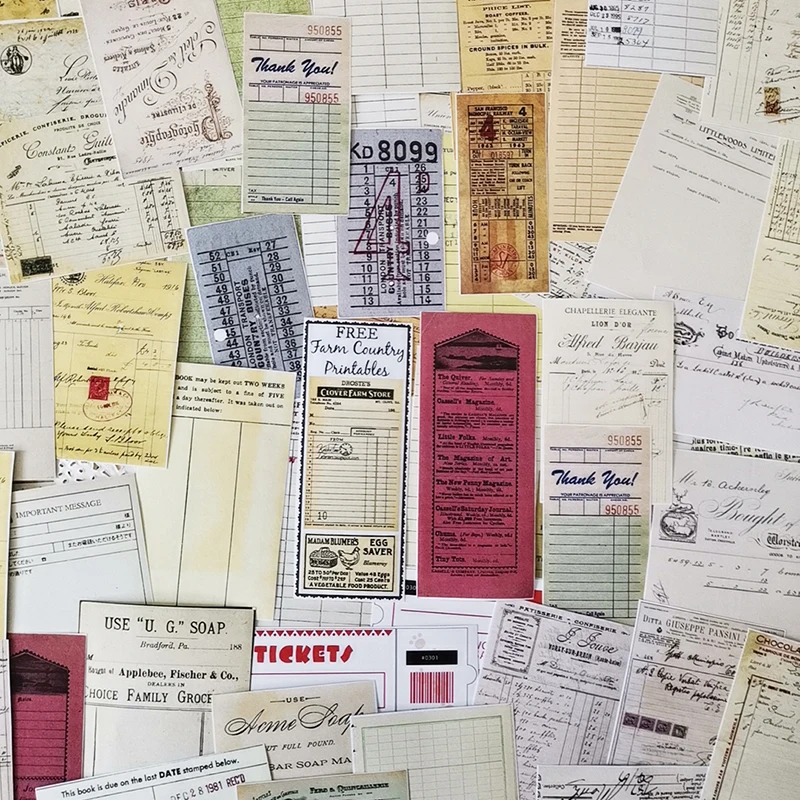 54Pcs/Set Vintage Ticket Label Sticker DIY Craft Scrapbooking Album Junk Journal Happy Planner Decorative Stickers