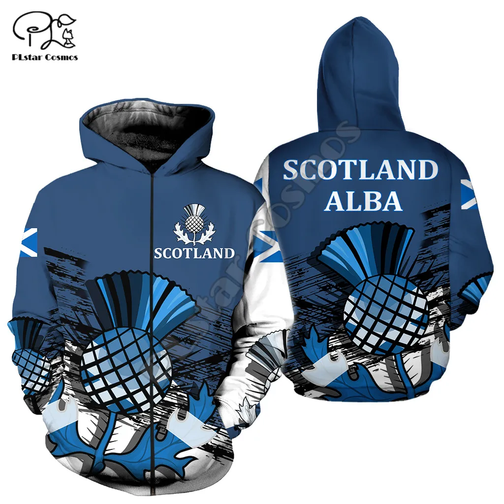 PLstar Cosmos Scotland Flag National Emblem 3D Printed Hoodies Sweatshirts Zip Hoded For Men/Women Casual Streetwear Apparel S02