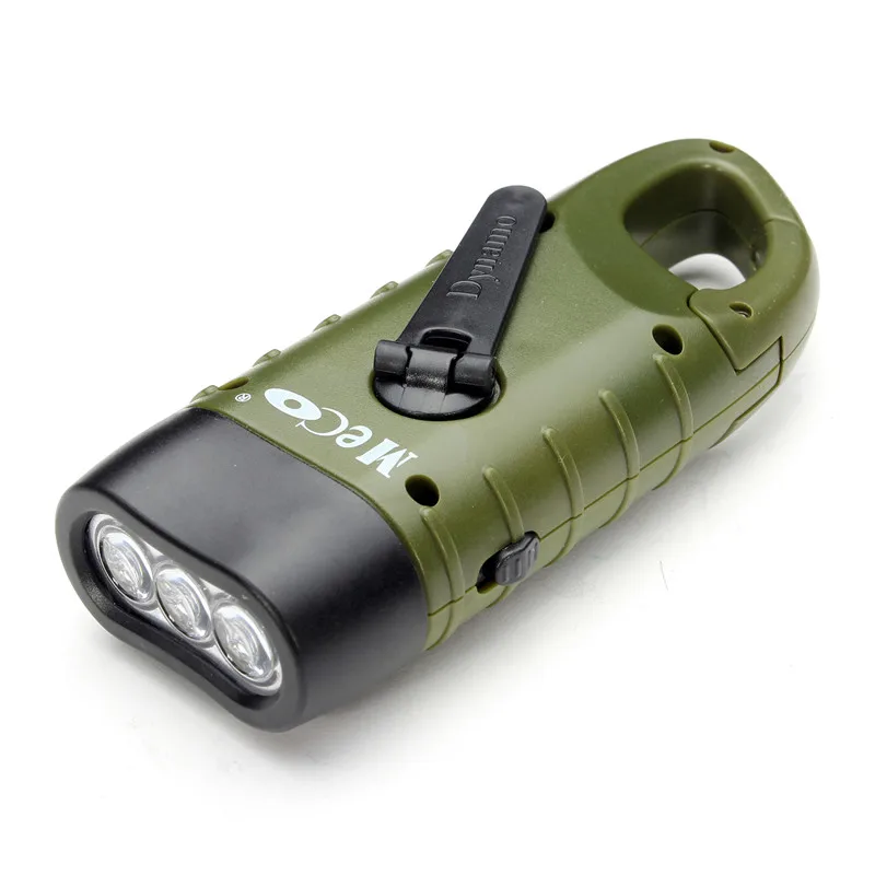 Mini Emergency Hand Crank Dynamo Solar Flashlight Rechargeable LED Light Lamp Charging Powerful Torch For Outdoor Camping
