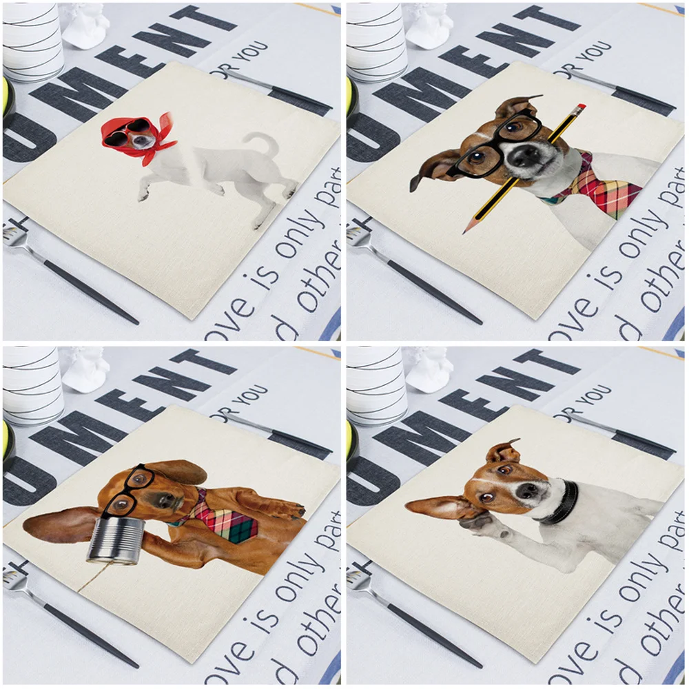 42*32cm Cute Pet Dog Coaster Individual Tablecloth for Beagle Puppy Dog Table Mat Kitchen Cup Napkin for Plates Coaster Tischset