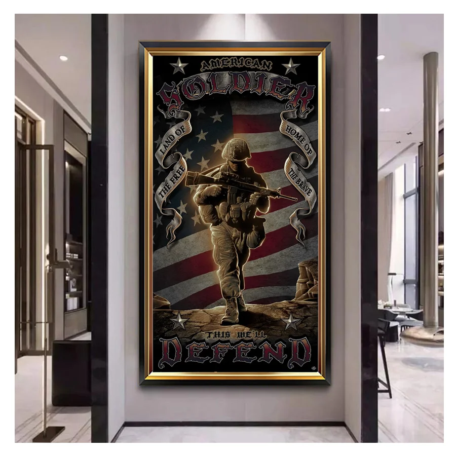 

Diy 5D Military American Flag Army Soldier Full Diamond Painting Cross Stitch Kits Art Scenic 3D Paint By Diamonds Home Decor