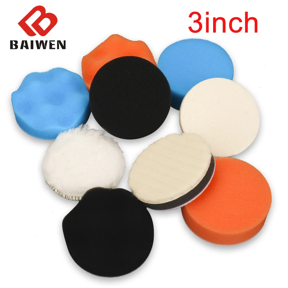 9/18/27Pc 1/2/3Inch Polijsten Waxen Buffing Pad Kit Spons Wol Wiel schoonmaken Slijpen Hoofd Platte Verwijdert Krassen Beauty Tool