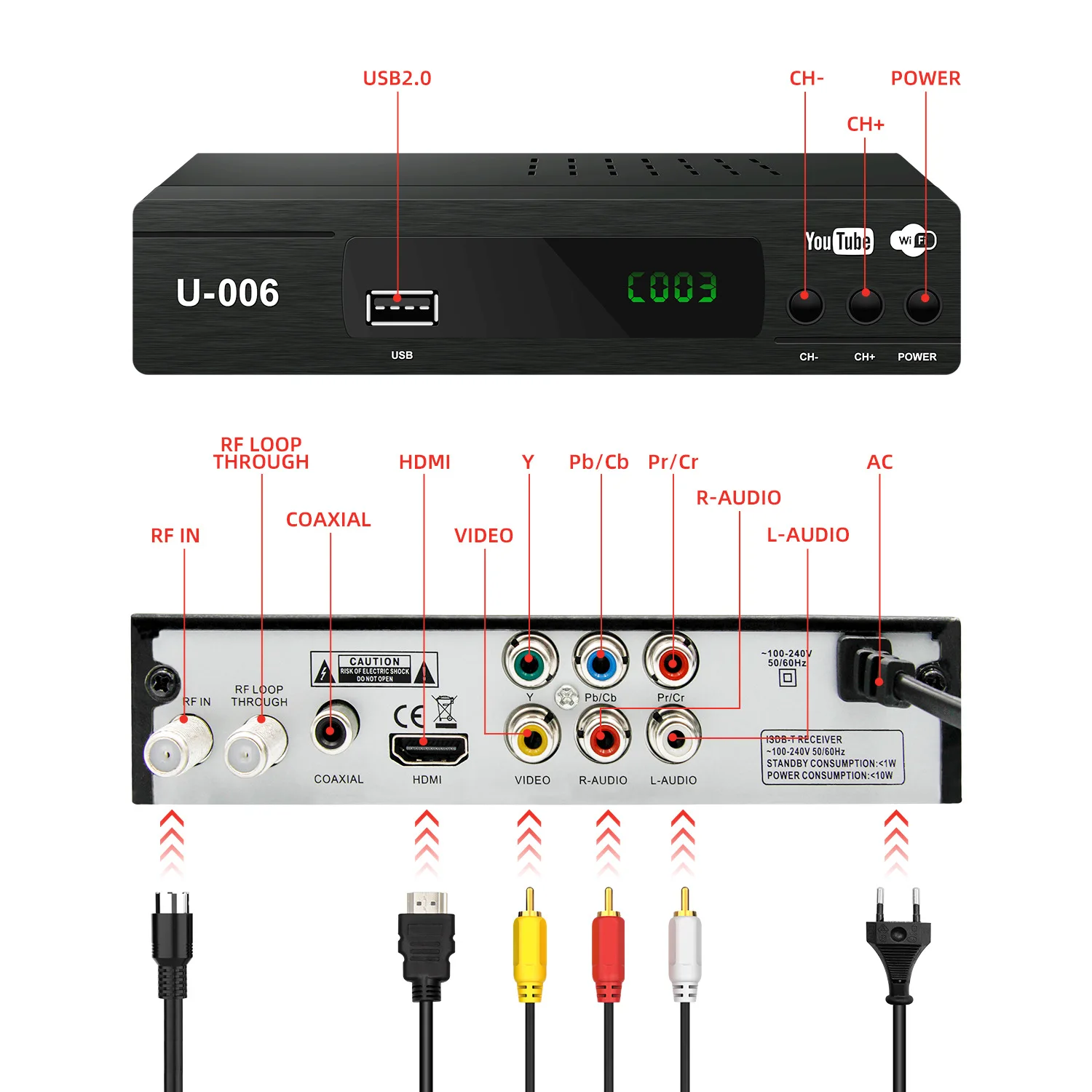 Isdb t receptor terrestre digital hd conversor de vídeo ISDB-T terrestre conjunto-caixa superior, adequado para a américa do sul