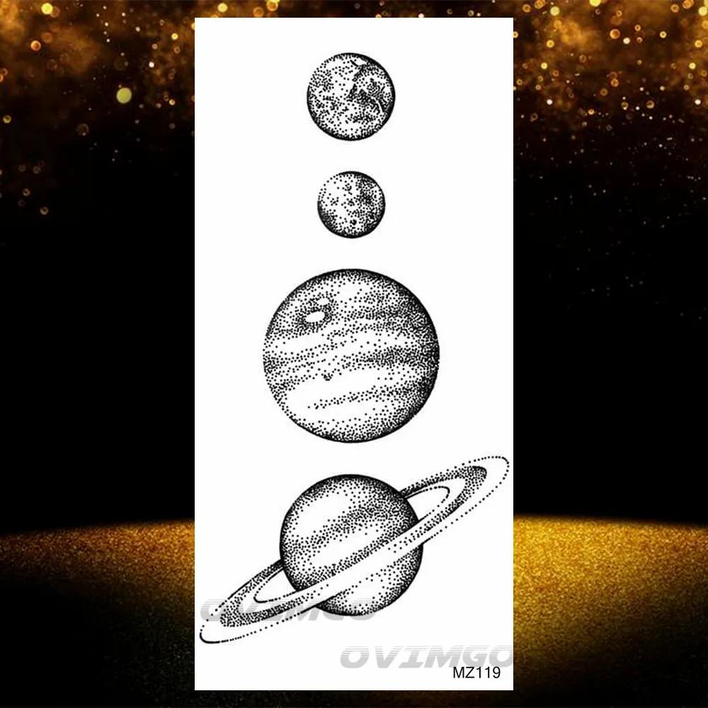 Blue Watercolor Galaxy Astronaut Temporary Tattoos Outer Space Man Body Art Fake Tattoos Stickers Forearm Planets Thinker Tatoos image 3