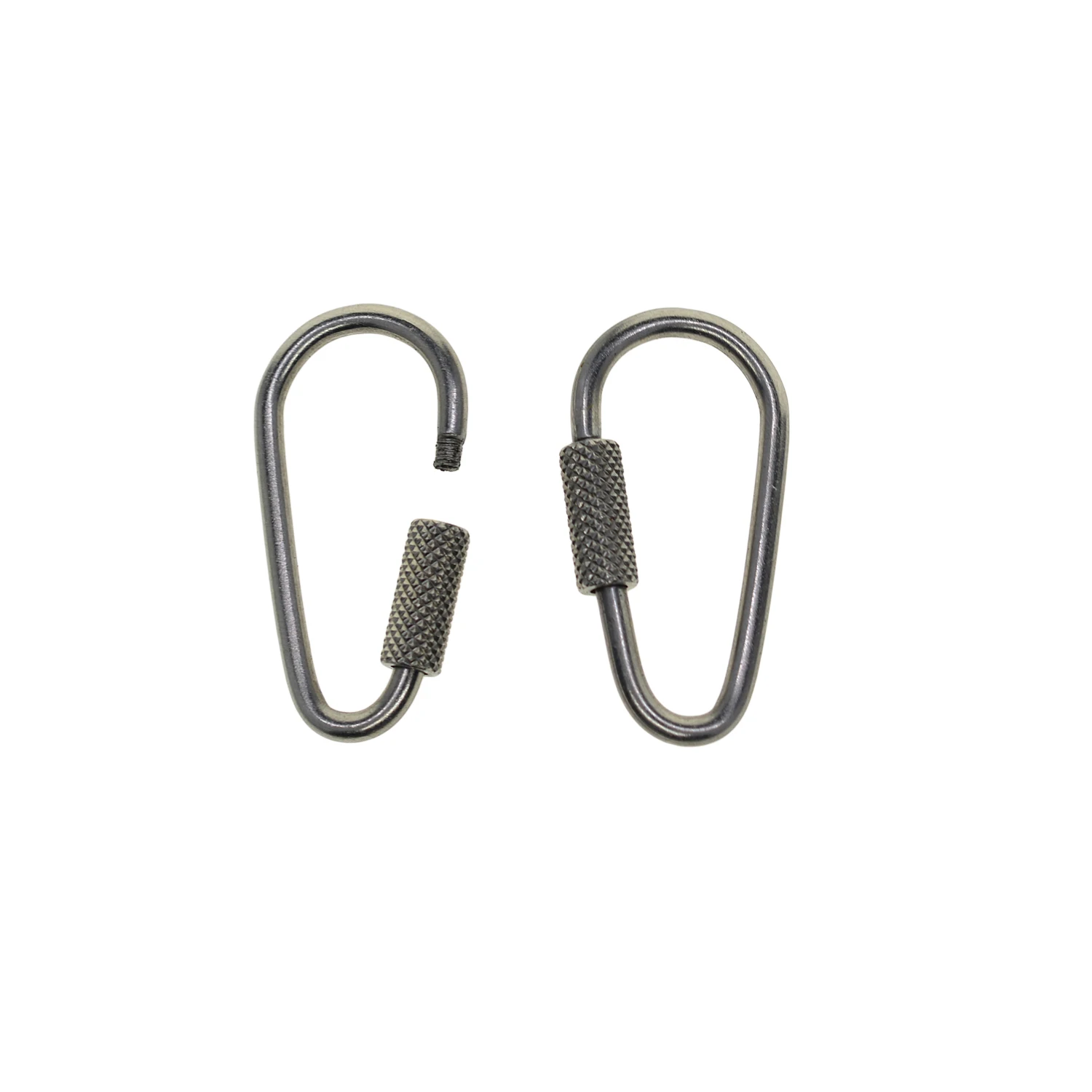 6 pcs simple water Drop shape matte stainless steel screw locking Carabiner quick link Key ring Keychain safety hook