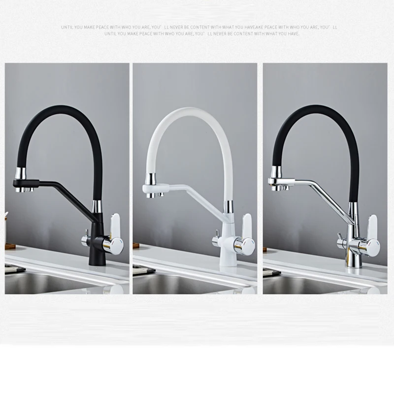 Kitchen Faucet With Pull Down Sprayer Dual Spout Filter Mixer Purification Feature Taps For Smart Home Brass Drinking FACIIO