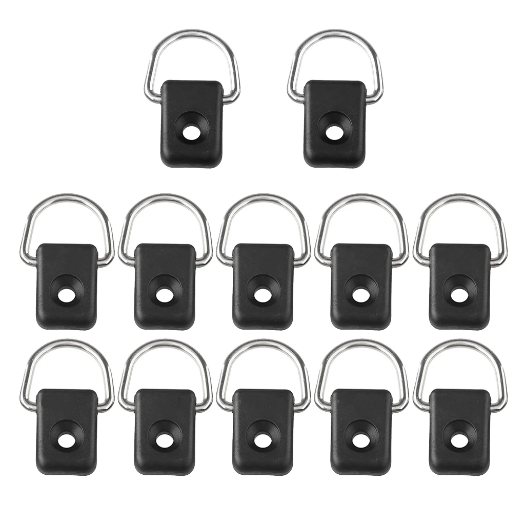 12pcs Black Canoe Kayak Boat D Ring Outfitting Sailing Fishing Kit
