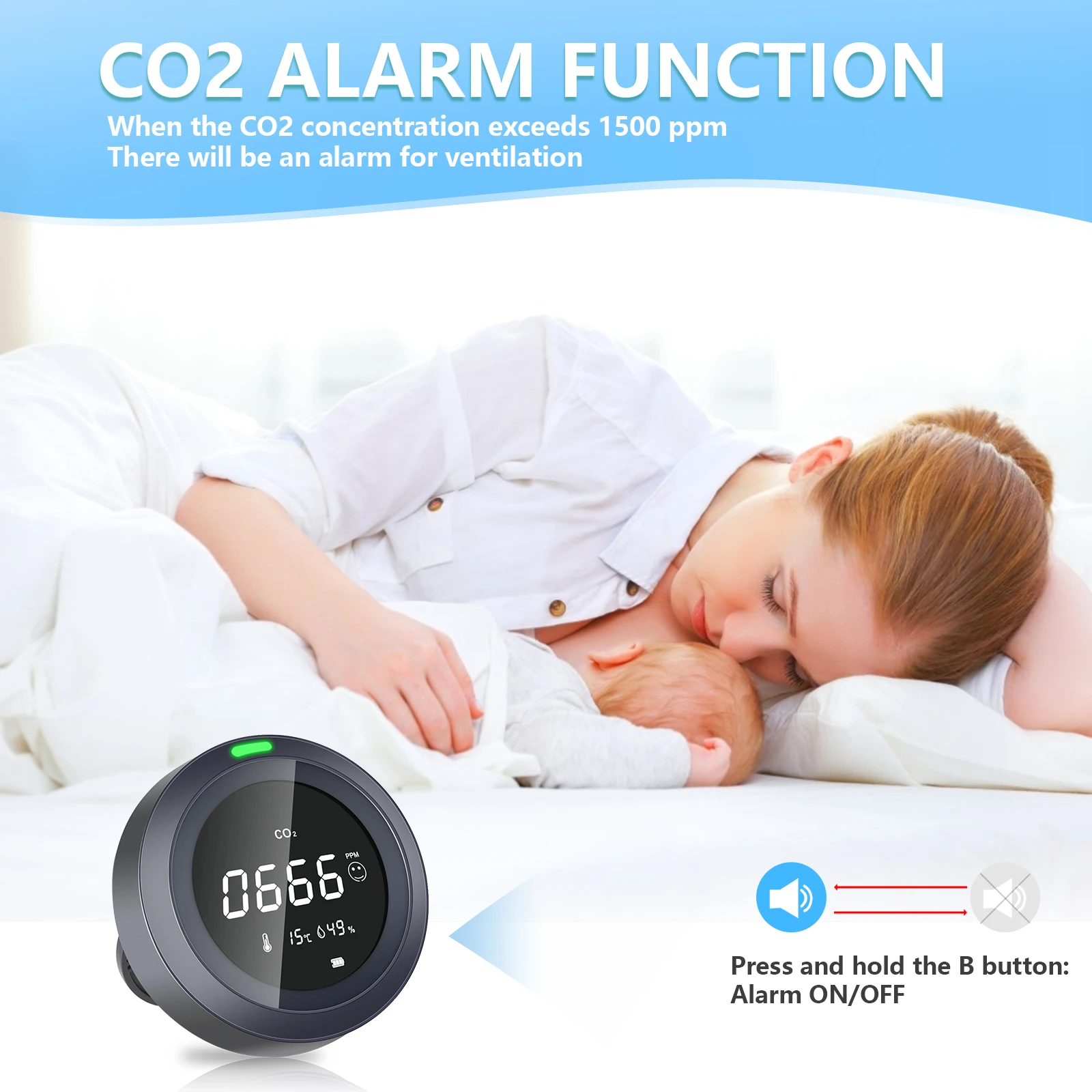 Protmex Tuya WiFi Smart Carbon Dioxide Detector Multifunction Portable Temperature Humidity App Alarm CO2 Air Quality Monitor