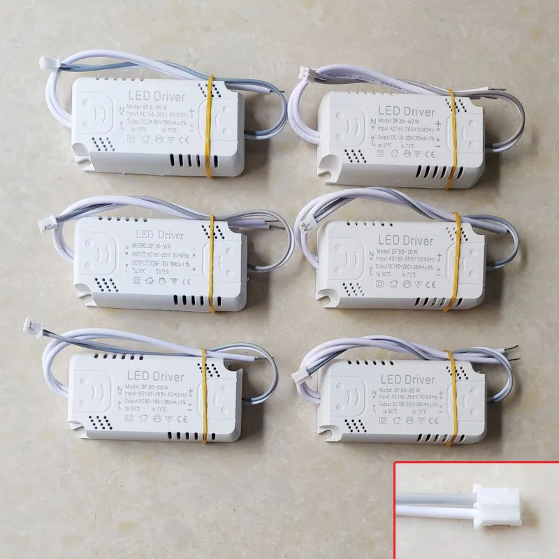 LED Driver Adapter For LED Lighting AC165-265V Non-Isolating Transformer For LED Ceiling Light Replacement 8-24W 30-50W 60-80W