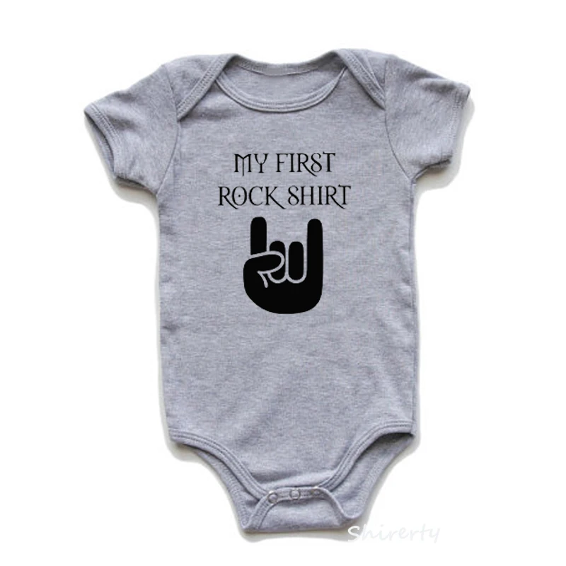 My First Rock Shirt Print Infant Baby Girls Boys Summer Bodysuit Cotton Outfits Babys Fashion Cute Short Sleeve Clothes