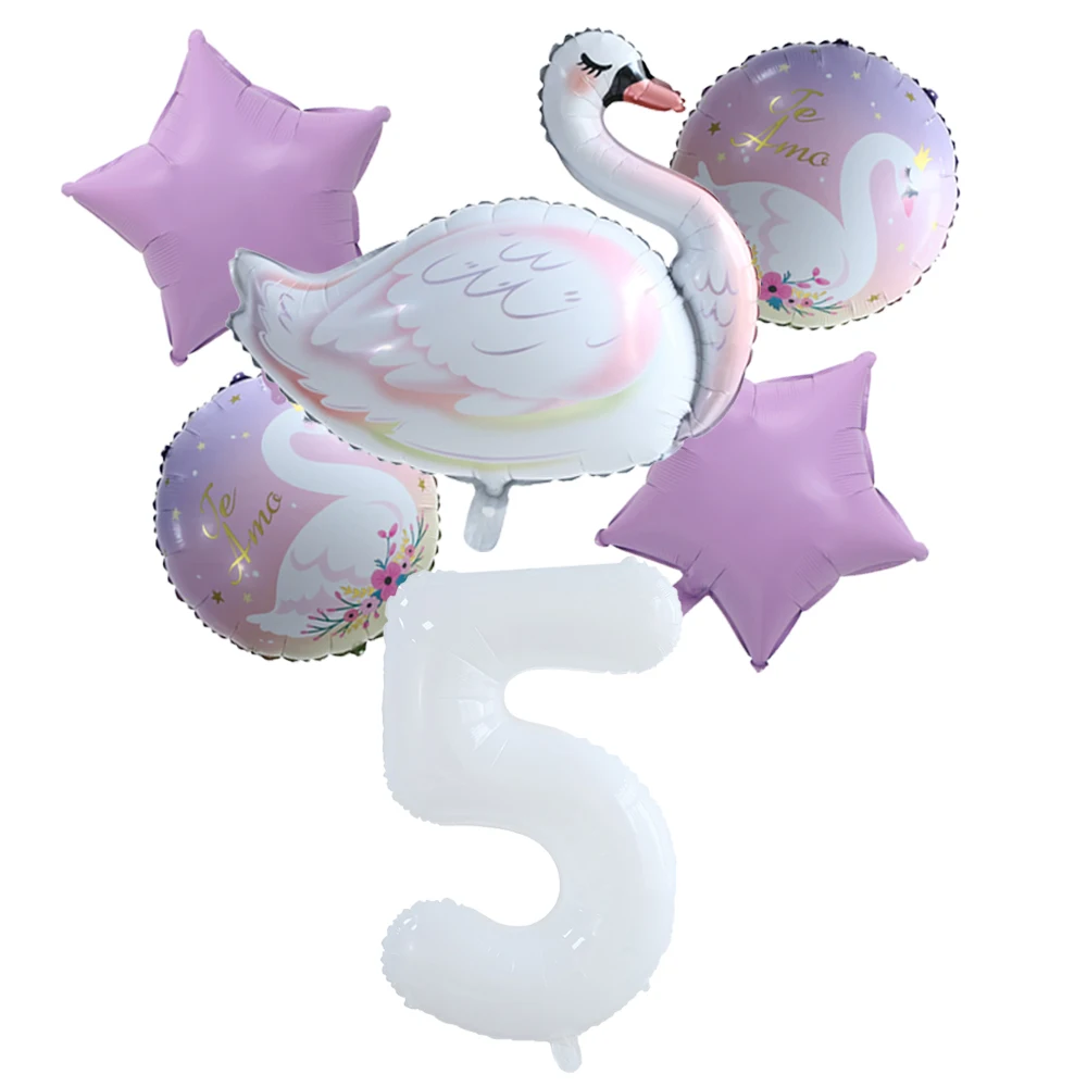 6pcs/Set Large white swan flamingo Balloon 30inch white Pink Number Balloon 1-9 Girl's Birthday Baby Shower Wedding Party Decor