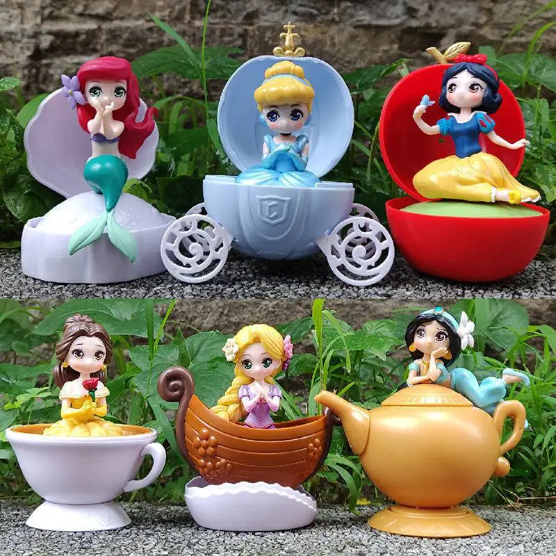 Disney Princess Snow White Ariel Jasmine Cinderella Belle Tangled Rapunzel Splicing Action Figure Toys Dolls Gift for Kids Girls