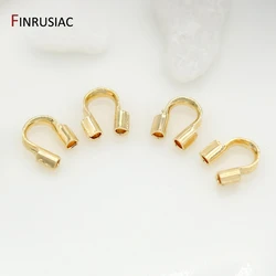 14K Gold Plated Brass Metal Wire Protectors For Jewelry Making,Wire Guard Guardian U Shape Clasps Connector DIY Accessories