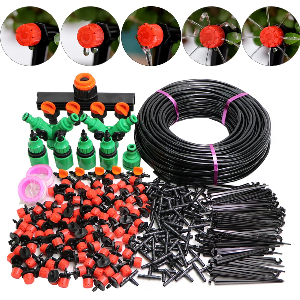 

RBCFHl 5-50m DIY 1/4'' Micro Drip System Automatic Garden Hose 8 Hole Spray Self Kits with Adjustable Red Drpper Kit