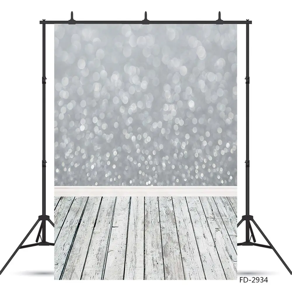 Фон для фотосъемки с серебряными блестящими точками и деревянной доской