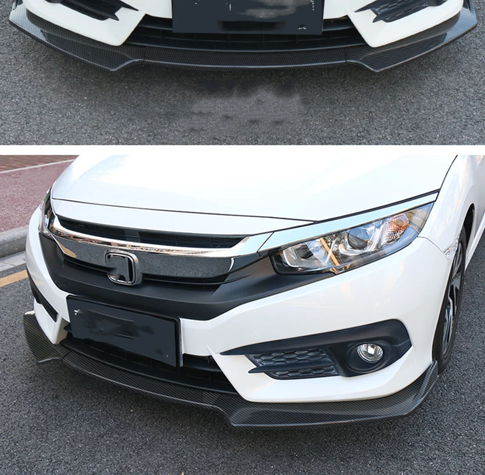 Накладка-спойлер на передний бампер для Honda Civic X FC FK 10-го поколения 2016-2020, 4-дверный седан, нижний дефлектор, сплиттер, защита