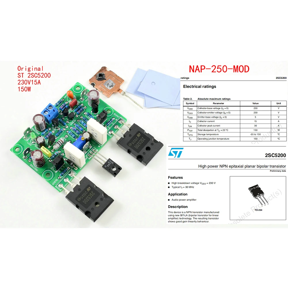 One Pair NAIM NAP250 DIY KITS/Finished Board ST-2SC5200/2SC2922 Stereo Channe Power Amplifier AMP Assembly Amplifiers Board