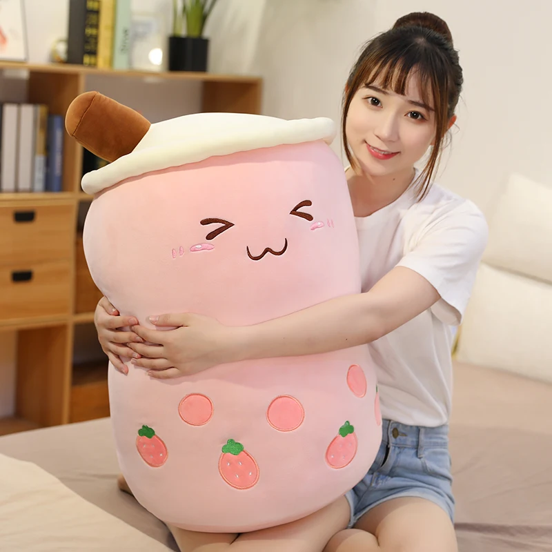 25-70cm Cartoon Bubble Tea Tasse geformt Kissen Real-Life gefüllt weichen Rücken Kissen lustige Lebensmittel Geschenke Freundin Geburtstag