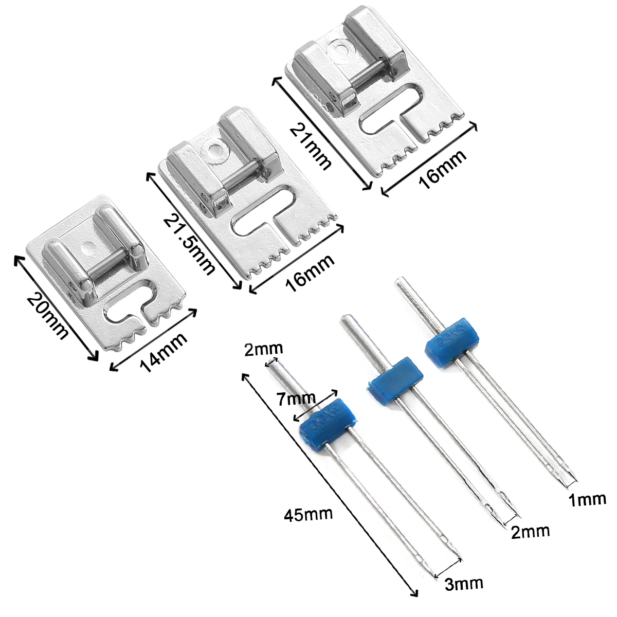 3 Sizes Twin Needles Set Wrinkled 5/7/9 Grooves Sewing Presser Foot For Sewing Machine Size Multifunctional Fittings