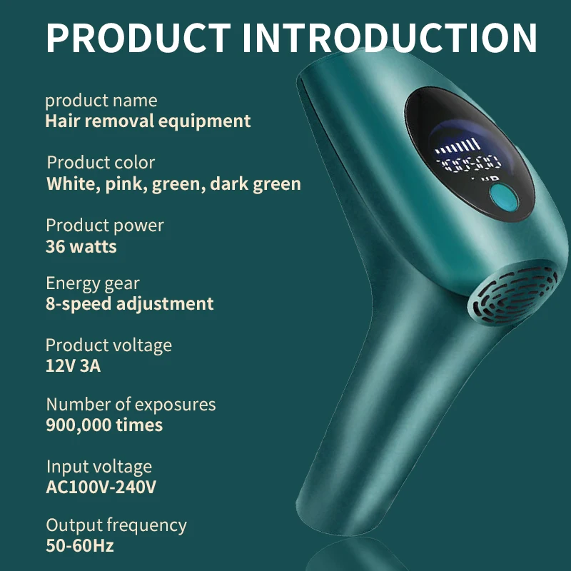 Novo permanente 990000 flashes depilador a laser indolor ipl fotodepilador depilação depiladora permanente display lcd depilador