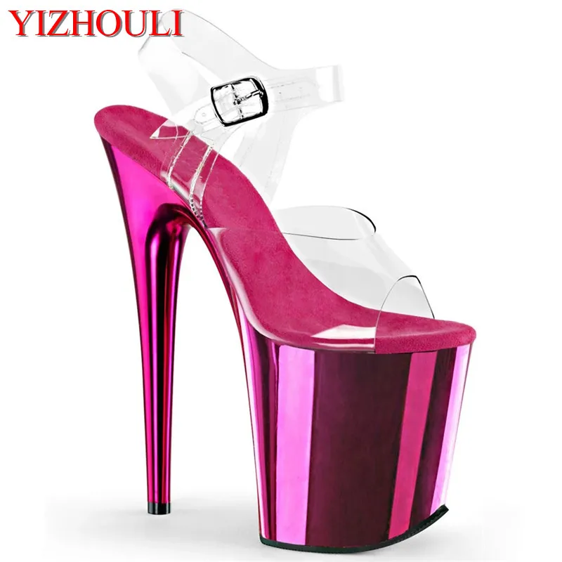 8 inch heels, shiny plating waterproof platform, 20 cm stilettos sexy shoes, exotic dancing shoes